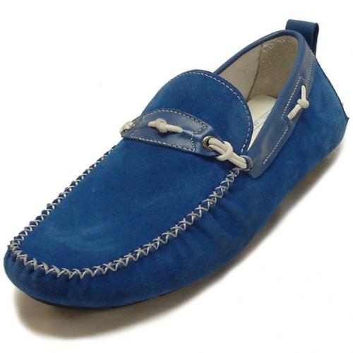 Encore By Fiesso Navy Genuine Suede Leather Loafer Shoes FI3073